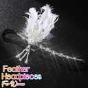 Feather Headbands Black 1920s Fascinator Hairbands Vintage 20s Hair Accessories for Women (White)