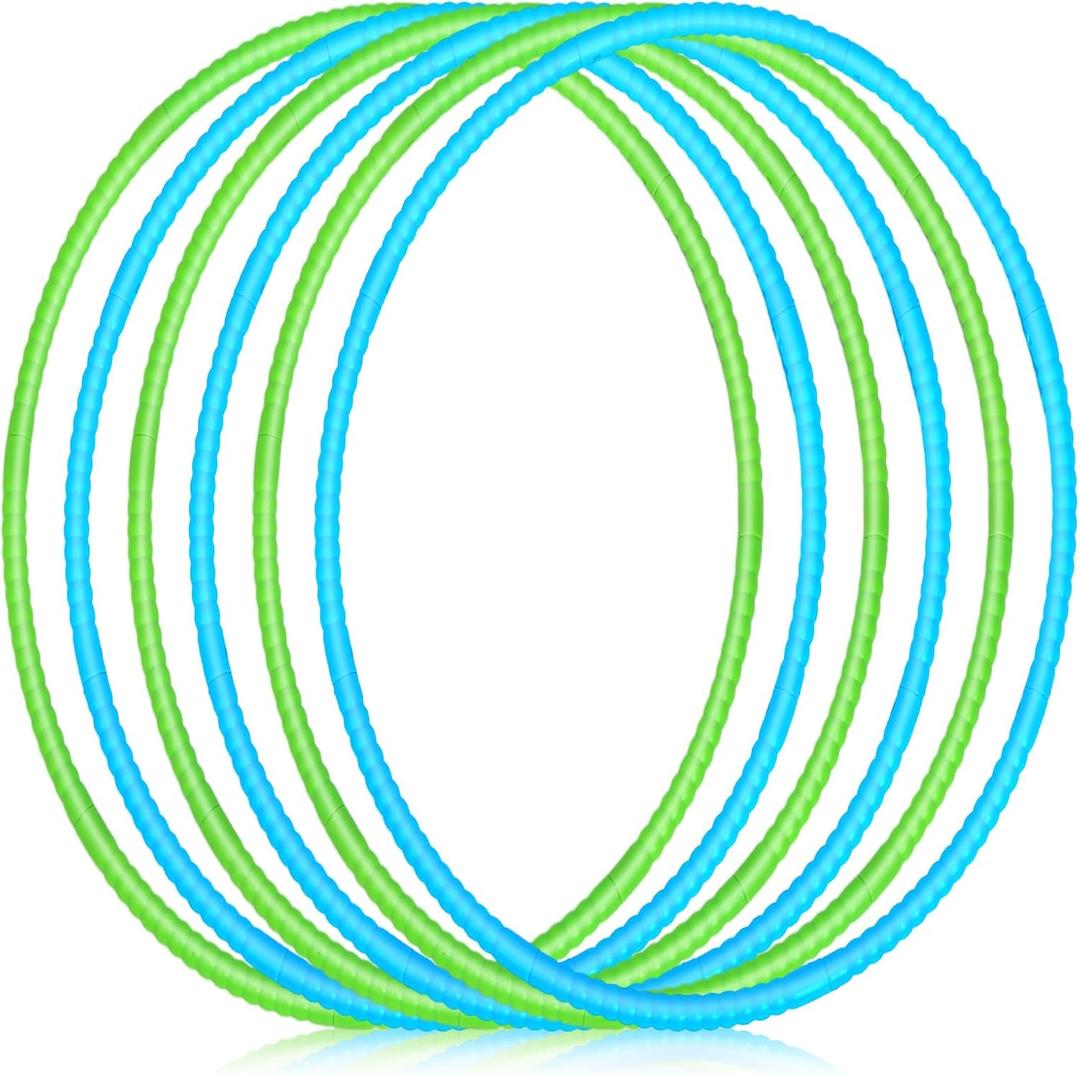 Halloscume 6 Pcs Exercise Hoop Detachable Fitness Rings Adjustable Plastic Toy Fitness Hoop Playground Toys Colored Circles for Teens Games Gymnastics Agility, 28 Inch(Green,Blue)