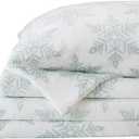 Great Bay Home 4-Piece Velvet Plush Micro Fleece California King Size Sheet Set - Deluxe Microplush Non-Pilling Bed Sheets- Lavish Sherpa Winter Bedding Set (Large Snowflake)