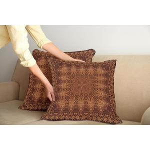 Ambesonne Antique Pillow Cushion Cover Pack of 2, Vintage Lacy Pattern from Ottoman Empire Palace Carpet Style Art, Decorative Square Accent Pillow Case, 2 Pcs-20" x 20", Orange Brown (20" x 20" (Pack of 2))