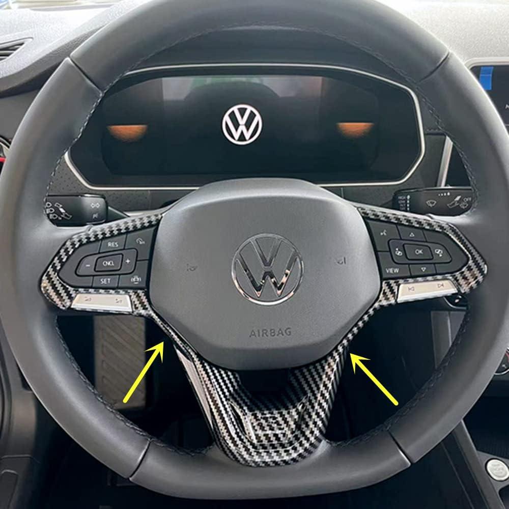Sport Style Carbon Fiber Print Steering Wheel Cover Trim for VW Volkswagen Atlas 2021-2025 Atlas Cross Sport Taos Jetta 2022-2025