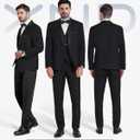 YND Men's 3 Piece Tuxedo Set with Bow Tie, Slim Fit One Button Shawl Lapel Suit Blazer Vest Pants, for Wedding Prom Dinners (Black) Medium 