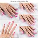 Pink French Tip Press On Nails, OPkssnails 150pcs Deep French Press ON Nails Long Square, Pre-lasting Soft Gel Nails, Soak Off Acrylic False Nails for Nail Art DIY Extension 15 Size