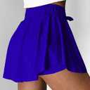 EARKOHA Women's Mini Skort Casual Tennis Skirt High Waisted Flowy Athletic Mini Skirt with Shorts (Blue, XL)
