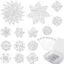 kilofly 14pc Bridal Rhinestone Crystal Flower Bouquet Corsage Wedding Brooch Pin, Silver + 100 Pins