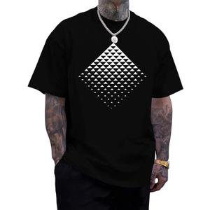 Mens Graphic T-Shirts Triangle Geometric Gradient Art Short Sleeve Summer Top Crewneck Casual Tees for Men (Large, Black)