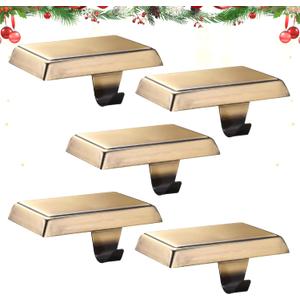 Christmas Stocking Holders for Mantle, Weighted Stocking Hangers, Christmas Stocking Hooks for Tables Window Fireplace Mantle Decoration(Bronze,5PCS)