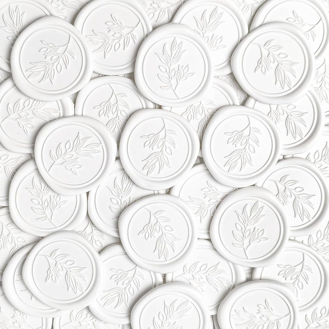 50Pcs White Self-Adhesive Wax Seal Stickers - Wax Seal Perfect for Wedding Invitation or Envelope Good Adhesion and Easy to Use, Wedding Invitation Accessories