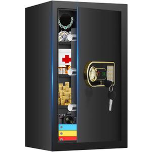 6.0 Cuft Large Fireproof Safe, Home Safes Water and Fireproof, Digital Security Safe Box With Backup Keys, 3 Removable Shelves, Smart Alert, Led Light, Document Safes for Money Jewelry Valuables 6.0 Cuft Large Fireproof Safe, Home Safes Water and Fireproof, Digital Security Safe Box With Backup Keys, 3 Removable Shelves, Smart Alert, Led Light, Document Safes for Money Jewelry Valuables