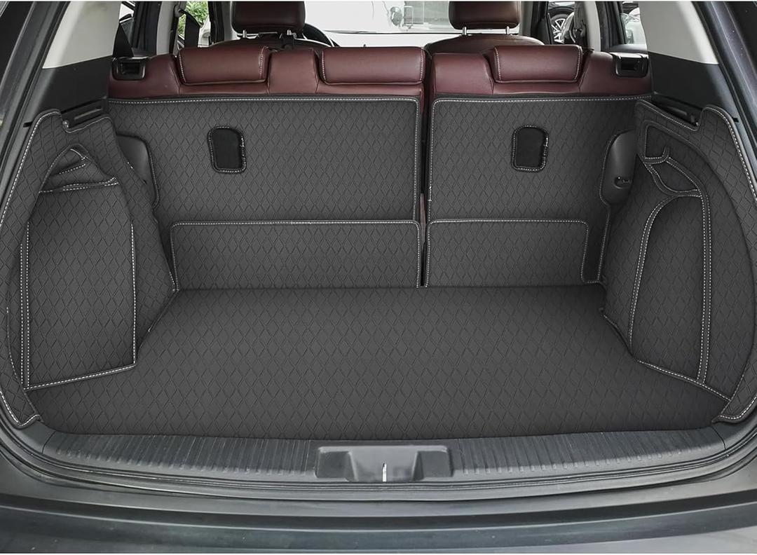 Cargo Mat & Backrest Mat for 2017-2025 Jeep Compass - Custom Fit PU Leather Cargo Liner and Rear Backrest Protector- All Weather Trunk Mats for 2025 Compass