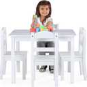 Humble Crew Kids Table and Chair Set, Toddler Activity Table with 4 Chairs for Play, Crafts, Snacks & Learning, Wooden Kids Furniture for Playroom & Bedroom, White