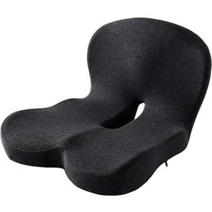 Memory Foam Contoured Seat Cushion with L-Shaped Ergonomic Design for Office Chair Car Seats  Seat Cushion for Truck Driver, Truck Car Seat Cushions for Driving Lumbar Support(Black)