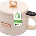 NutriChef 1.6 QT Portable Electric Rice Cooker & Lunch Maker | Multi-Functional & Non-Stick Ceramic Coating | Digital Control Panel | 6 Cook Functions: Rice, Soup, Stew, Porridge & More | White