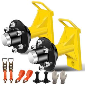 AvmrLc 3rd Generation 2Pack Shipping Container Wheel 6-Lug Kit, Heavy Duty Shipping Containers Axle, Shipping Container Accessory with Ratchet Strap for Moving 20' to 40' Containers