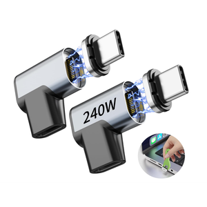 3C'S USB C Magnetic Adapter 240w, 2PCS USB C Right Angle Magnetic Adapter Detachable, 24 Pin with PD Fast Charging 40Gbps 8K 60Hz for Thunderbolt 3/4, MacBook Pro/Air/,PSVR2 PS5