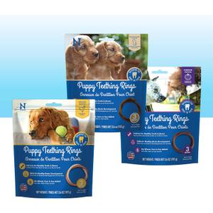 N-Bone Puppy Teething Rings 3 Count Bag Variety Pack, Chicken & Pumpkin & Peanut Butter Flavor, Total 3 Bags, 10.8-oz, 9 Rings (EXP 11/25/27)