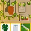 Minetom Monstera Leaf String Lights Battery Operated: 20 LED Tropical Artificial Rattan Palm Green Leaves with Remote Control - Hanging Vine Greenery for Hawaiian Beach Theme Party Summer Decoration