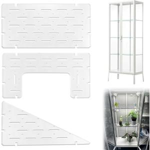Acrylic Shelves for IKEA Milsbo Cabinets, Clear Acrylic Plant Corner Shelves Compatible with IKEA Milsbo Tall Greenhouse Cabinet - 8mm Thick 3 Pack Combo Set