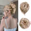 XIXISNOW Messy Bun Hair Piece Synthetic Curly Buns Hair Extension Scrunchie Large Natural Messy Bun Hairpieces for Women Updos, Chignons, Parties & Daily Use Instant Easy Styling Blonde Highlight