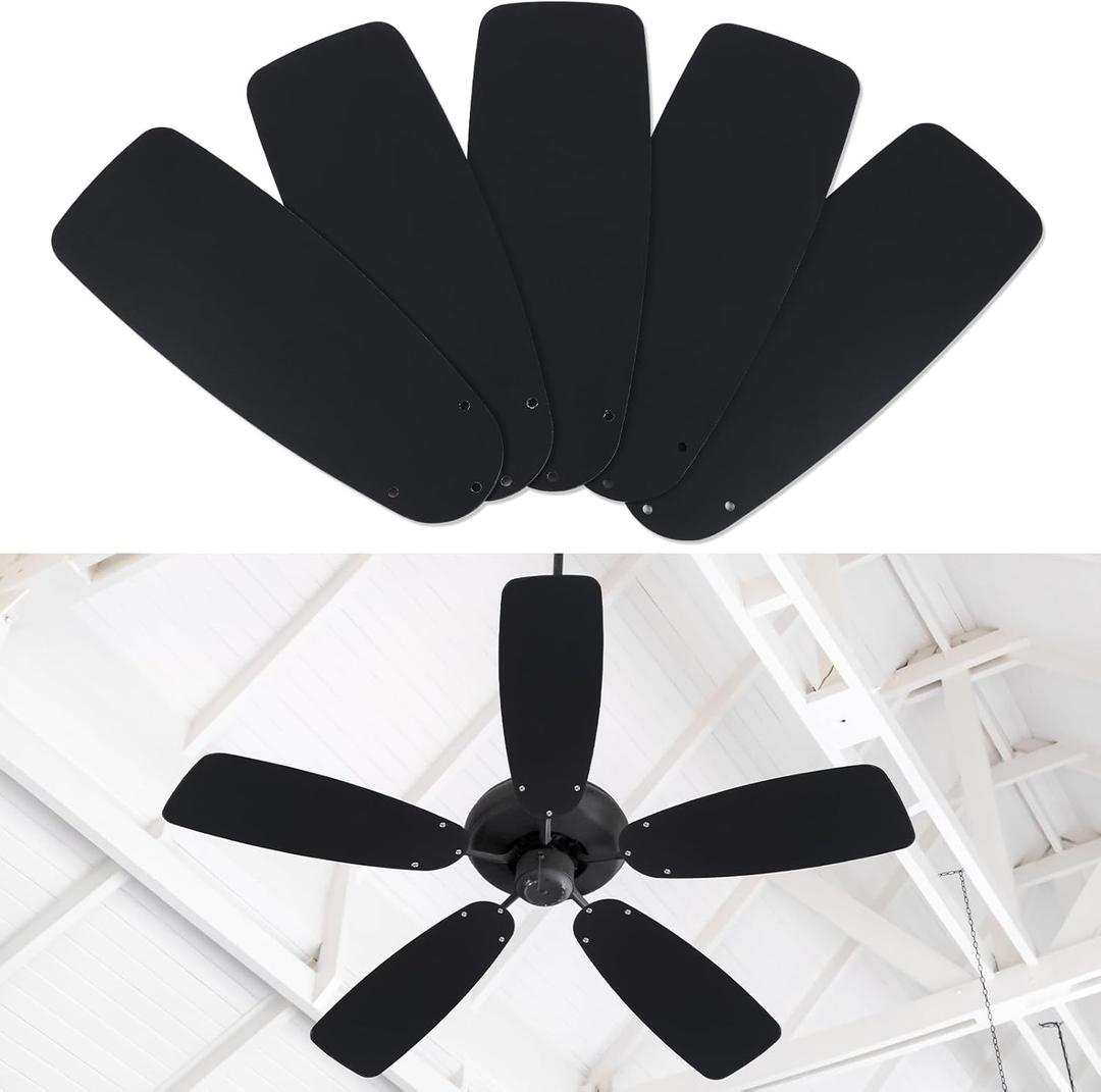 5 Pack Replacement Fan Blades for 42"/52" Ceiling Fan Waterproof Blades Replacement for Broken Substitution Replacing Summer(Black)