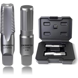 DKIBBITH 2-Piece Pipe Extractor and NPT Tap Set 1/2" - Heavy Duty Carbon Steel Tools for Removing Broken Threaded Pipes & Cutting Accurate NPT Threads - Plumbers Mechanics DIY with Storage Case.