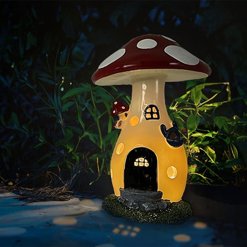 Fairy Houses for Outside - Solar Light Garden Decor, Solar Garden Decor, Waterproof Yard Mushroom Ornaments for Patio Lawn, Christmas, Birthdays, Unique Gift Ideas for Gardening Mom & Grandma