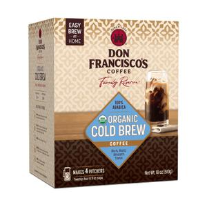 Don Francisco's Organic Cold Brew Coffee Pitcher Packs, Med-Dark Roast, 8ct | USDA Organic Cold Brew Pitcher Pack, 100% Arabica, Easy Fresh Convenient Cold Brew at Home, Steep for 24hrs, Rich Bold Taste (EXP 05/19/27)