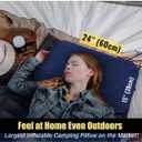 TREKOLOGY Camping Pillow - Large Inflatable (24"x15") for Home-Like Comfort, Portable & Ergonomic, Easy to Clean, Durable & Leak-Proof, Removable Strap for Secure Fit  ALUFT Ultra (Blue)