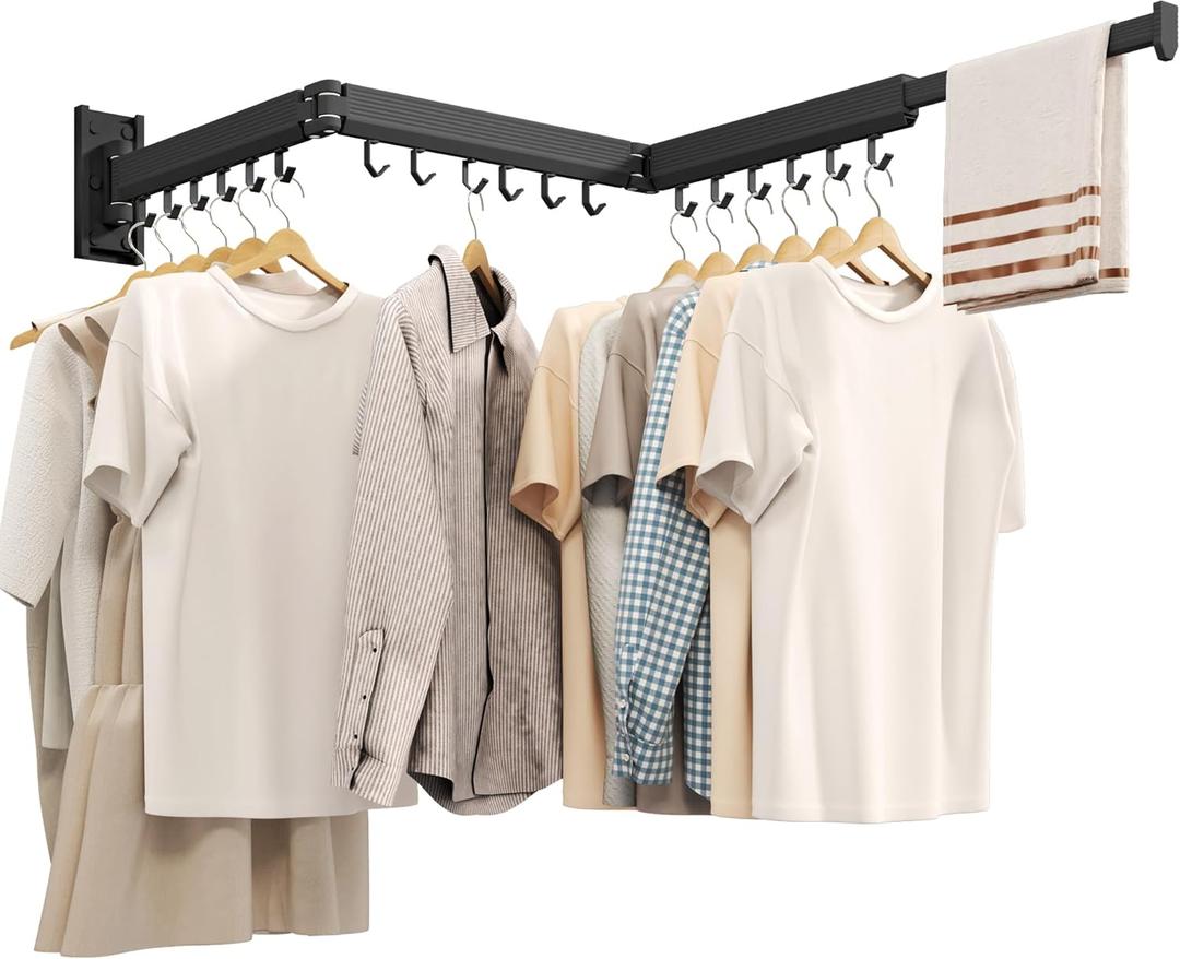 Wall Mounted Clothes Drying Rack, Collapsible Laundry Drying Rack, Retractable Foldable Drying Rack Clothing for Hanging Clothes Wall Mounted Clothes Drying Rack, Collapsible Laundry Drying Rack, Retractable Foldable Drying Rack Clothing for Hanging Clothes