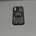 Case for iPhone 16 [Compatible with MagSafe], Cute Design Magnetic Black Translucent Frosted Matte Soft TPU Bumper Hard PC Back Protective Case with Camera Protection - B-Mic