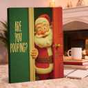 YJIKRTVT Funny Santa Bathroom Wall Art, Are You Pooping, Rustic Farmhouse Christmas Bathroom Artwork, Humorous Santa Claus Canvas Print, Funny Holiday Toilet or Restroom Wall Decor, 8x10 Inches