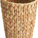 Coeusy Wicker Trash Can, Small Bathroom Trash Can, Water Hyacinth Wicker Waste Basket for Bathroom, Boho Waste Basket for Bedroom, Home Office, Compact Spaces (2 Gallon Round)