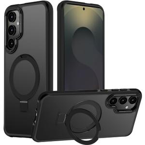 for Samsung Galaxy S25 Plus Case, Magnetic Adjustable Ring Stand [Fit for Magsafe], [Military-Grade Shockproof Protection] Phone Case with Kickstand&Ring Holder (Black)