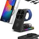 Magnetic Wireless Charger for Samsung Galaxy S26 Ultra, 3 in 1 Wireless Charging Station for Samsung Watch 8, Travel Foldable MagSafe Charger Stand for Android S25 Ultra/Z Fold/Z Flip 7, Buds 4 Pro (Black)