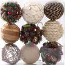 9pcs 3.5Inch Christmas Decorative Ball Orb Rattan Ball Rattan Woven Orbs Spherical Bowl and Vase Filler for Home Party Wedding Display Decor Props