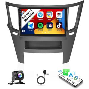 SIXWIN 2G+64G Android Car Stereo for Subaru Legacy Outback 2010-2016 with CarPlay Android Auto Mirror Link 9 Inch Touchscreen with Bluetooth GPS Navigation WiFi HiFi FM Backup Camera MIC