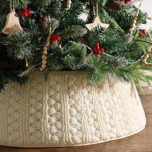 Knitted Christmas Tree Collar: Cream White Basket Weave Knit Christmas Tree Collars for Artificial Trees, Rustic Handmade Tree Ring Tree Skirt Cover Beige Boho Farmhouse Christmas Home Dcor