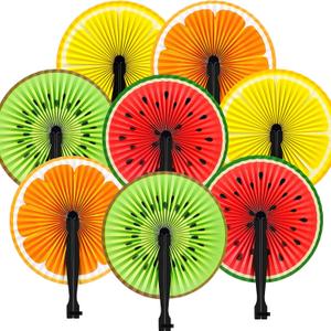 Taiyin 12 Pack Fruit Party Favors Twotti Fruity Hand Fans Decoration Summer Round Paper Folding Handheld Fan for Holiday Wedding Birthday Baby Shower Party Decor Gift Travel Camping Employee DIY Craft
