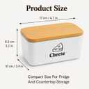 Cheese Container for Refrigerator, Ceramic Cheese Keeper with Airtight Bamboo Lid, Lunch Deli Meat Containers for Fridge,Shredded Cream Block Sliced,Grated,Cheddar Cheeses Storage Box Saver keeper, 700 ml