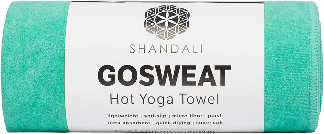 Shandali GoSweat Non-Slip Hot Yoga Towel with Super-Absorbent Soft Suede Microfiber in Many Colors, for Bikram Pilates and Yoga Mats.