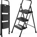 OLIXIS 3 Step Ladder, 800lbs Foldable Step Stool with Anti-Slip Pedal