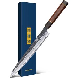 Sushi Knife Japanese Sashimi Knives 10 Inch, Hand Forged High Carbon Steel Yanagiba Knife, Kitchen Chef Knives for Cutting Sushi & Sashimi, Fish Filleting