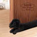 SWISSELITE 36 Inch Under Door Stopper, Decorative Door Noise Blocker, Weighted 3.2 Pounds Animal Air Draft Stopper Soundproof Energy Saver for Door & Window (Dog Black)