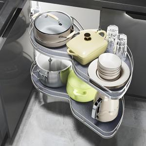Blind Corner Cabinet Pull Out 12",14", 16", 18" Opening, 2-Tier Shelf Kitchen Cabinet Organizer, Blind Corner Cabinet Organizer, Left/Right Door, Adjustable Height, Metal Black