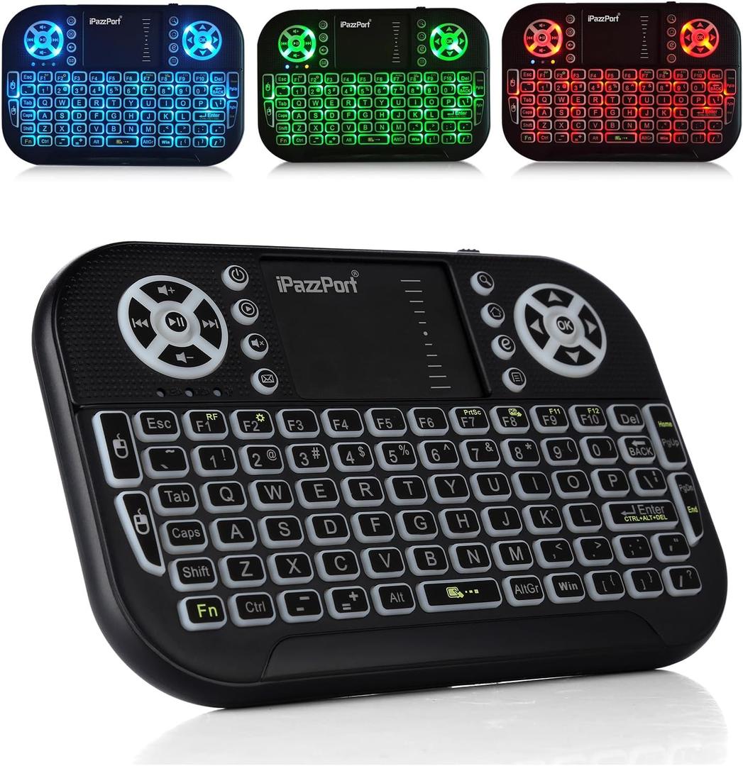 iPazzPort(Upgrade Mini Bluetooth Keyboard with Touchpad Mouse,Portable 2.4G Wireless Keyboard with Backlit for Fire TV Stick/PC/Smart TV/Windows/Laptop/Phone/Mac/Android TV Box and More