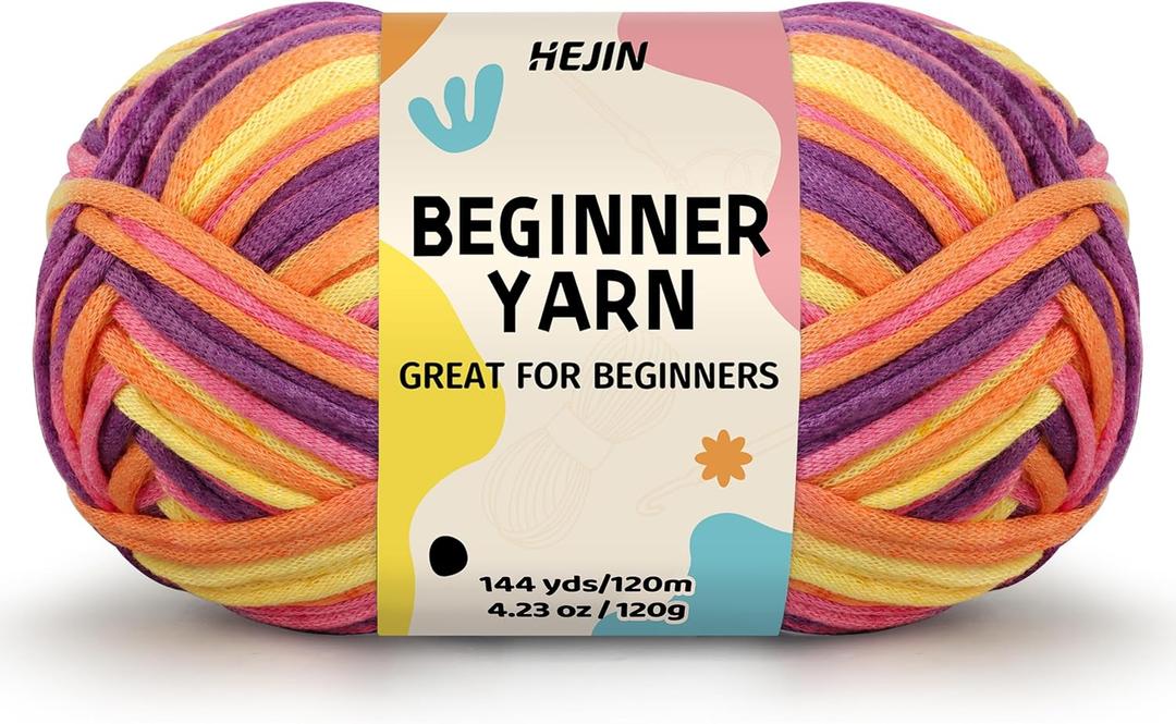 120g Fruit Yarn for Crocheting and Knitting; Rainbow Yarn for Beginners with Easy-to-See Stitches;Worsted-Weight Medium #4 for Beginners Crochet Kit Making