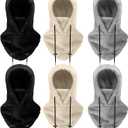 Eurzom 6 Pcs Ski Mask Balaclava for Women Men Warm Winter Fleece Face Mask Hooded Scarf for Cold Weather (Black, Beige,light Gray)