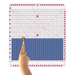 Quilting Ruler- 12.5 * 12.5" Slotted Rulers for Quilting and Sewing Quilt Strip Rulers for Fabric Precise Cutting (Pink)
