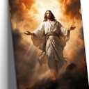 BingruiArt Jesus Canvas Wall Art Christian Wall Decor Jesus Christ Portrait Catholic Picture God Painting Print Divine Mercy Poster for Prayer Room Living Room Bedroom Church Office Ready to Hang 12x16in Framed (Salvation)