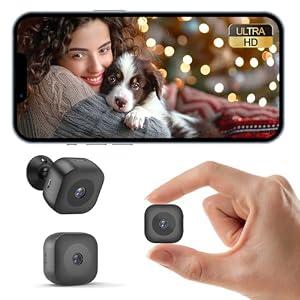 Hidden Camera, 4K Mini Camera with AI Motion Detection, No Glow Auto Night Vision, Support Cloud & TF Storage, 24/ 7 Nanny Cam Wireless Surveillance for Indoor Home and Office